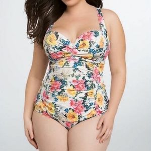 Torrid Wings and Floral Push-Up Underwire One Piece Swimsuit, size 3, 3x, 22, 24